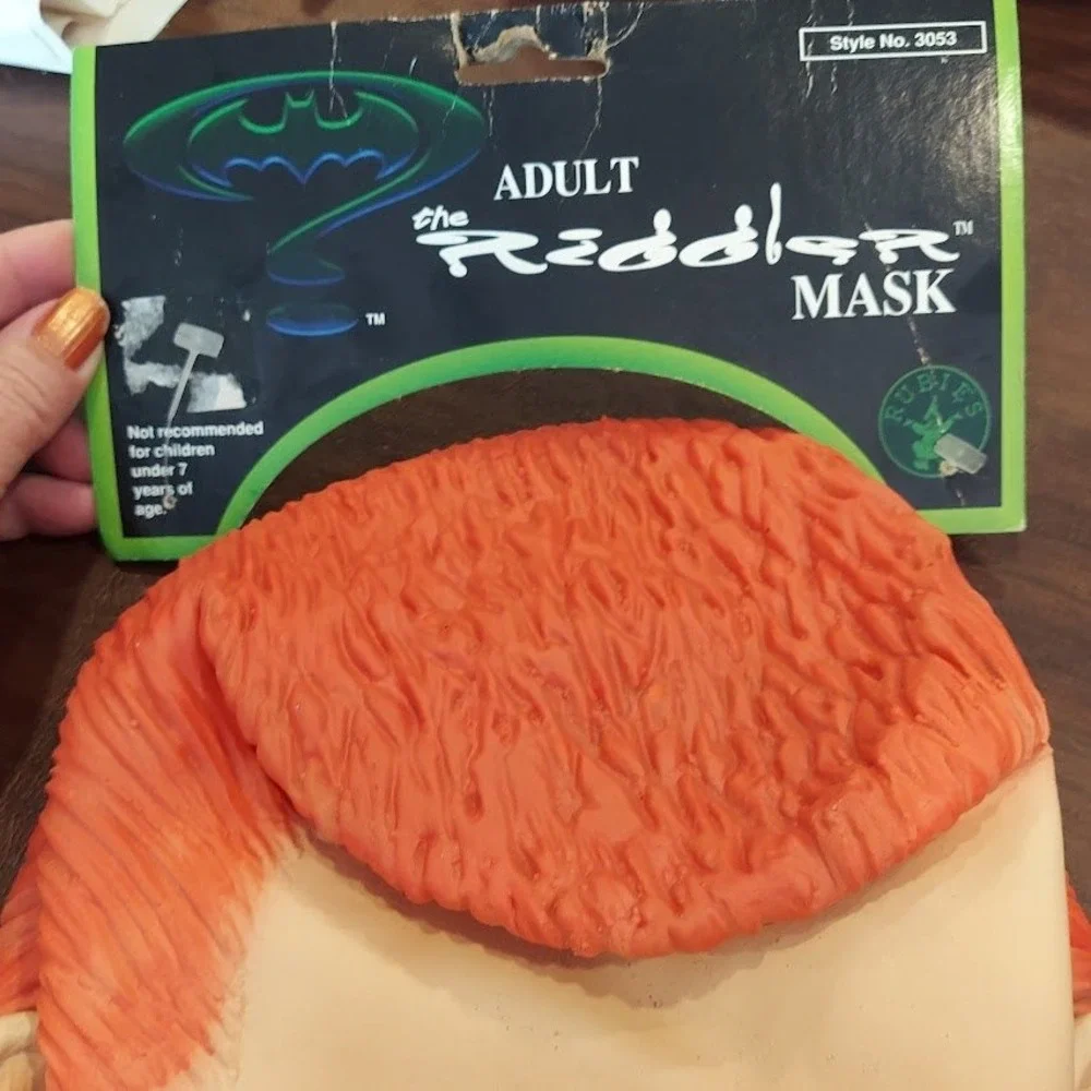 Vintage 1995 DC Comics The Riddler Mask Rubies Batman Forever Adult Latex‎ 3053
